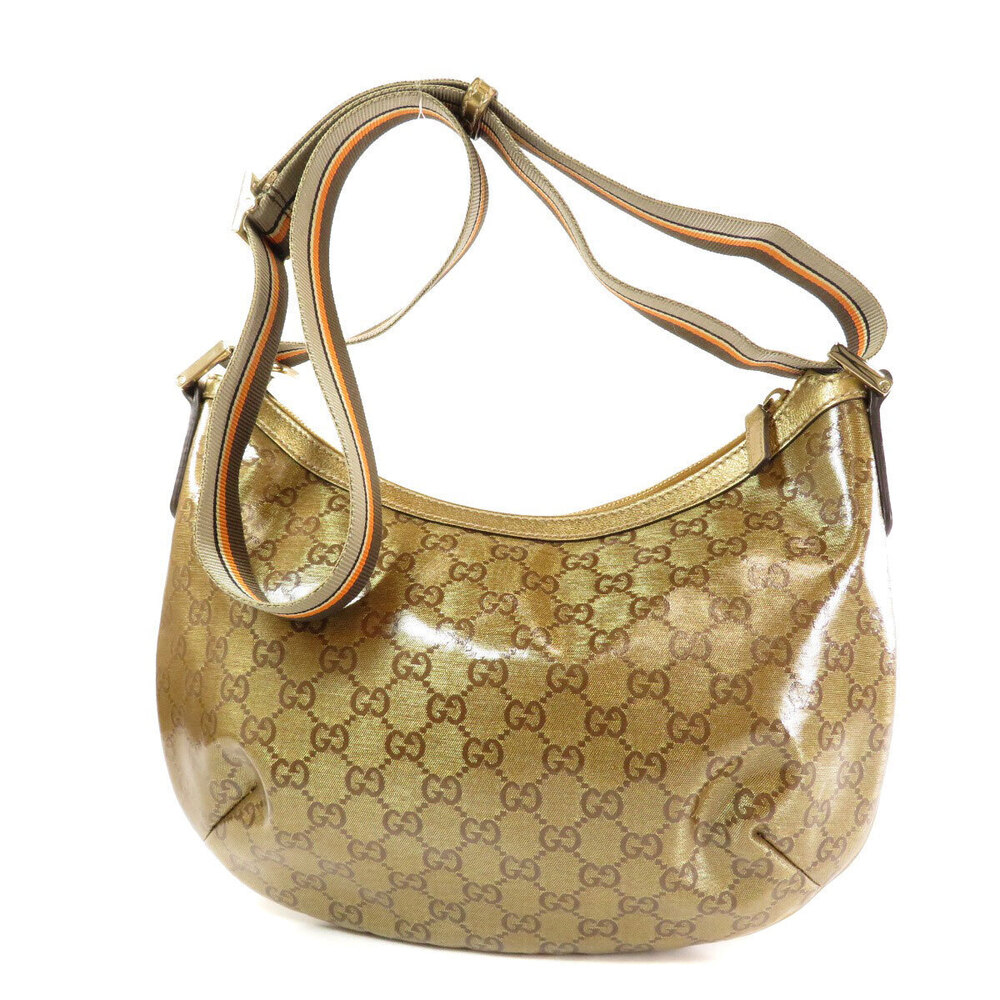 Gucci Line Shoulder Sherry GG metallic Crystal Bag web gold striped Gold